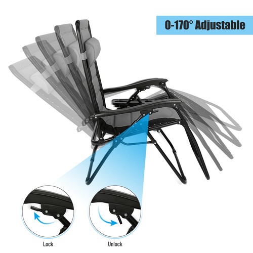 TOMSHOO Silla Exterior Gravedad Cero Plegable Sillón para Césped Camping Z5Y9 - Imagen 7 de 32