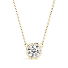 0.50 Carat D VVS2 Genuine Lab Grown Diamond Bezel Necklace in 14K Gold