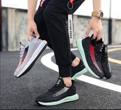 Men's Breathable mesh Shoes knit Lace Up Sneakers Casual Low Top