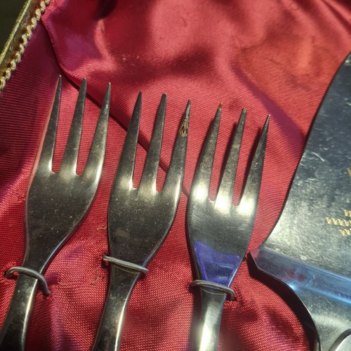 Servizio da dessert vintage Baron Solingen manico bambù NOS argenteria MCM set - Foto 6 di 7