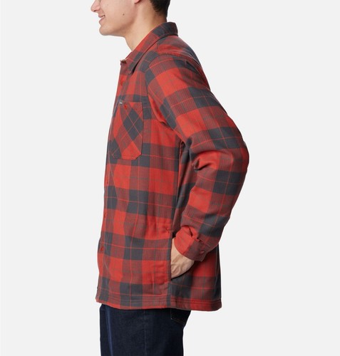 Columbia Cornell Woods Fleece Lined Men's Size L Large Shirt Red Jacket #7849 - Picture 11 of 12