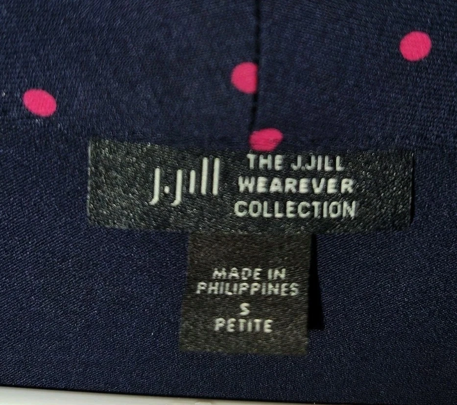 Camiseta túnica a lunares azul marino de la colección JJill Wearever para mujer talla S pequeña cuello en V Foto 2 de 4