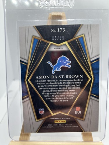 2021 Panini Select Concourse Amon-Ra St. Brown #173 Dragon Scale Prizm /89 (RC) - Picture 2 of 3