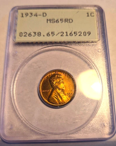 1934D PCGS MS-65RD LINCOLN WHEAT CENT OGH RATTLER... AWESOME RED BEAUTY!