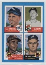 1992 Archives Bazooka Quadracard Satchel Paige Ewell Blackwell Vern Law HOF 0a3