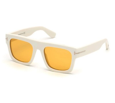 TOM FORD FAUSTO FT0711 0711 25E Sunglasses Ivory Frame Yellow Lens TF 711 53mm
