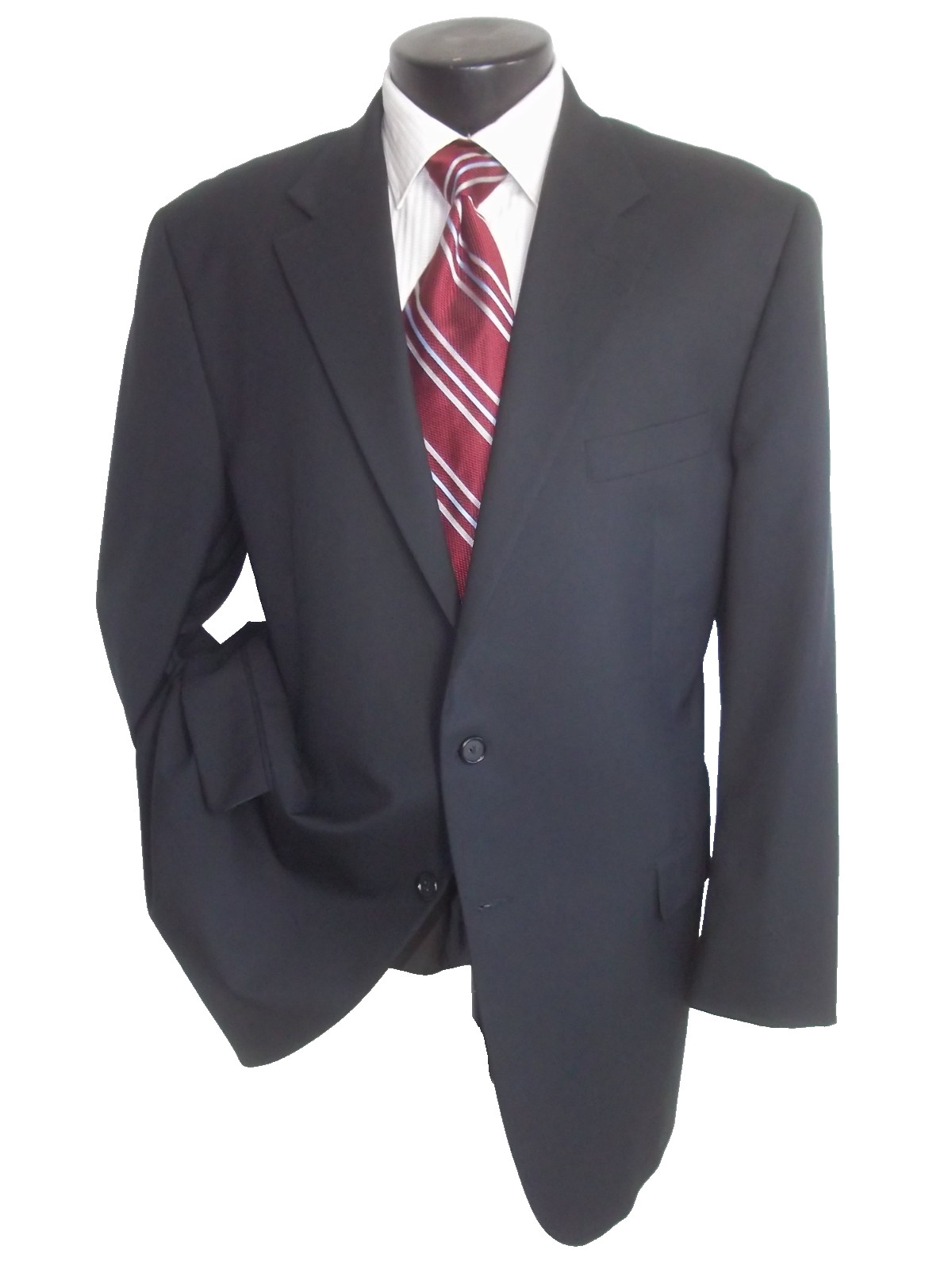 ( Hickey Freeman solid black 2button side vents w… - image 3