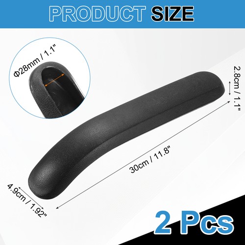 1 par de almohadillas antideslizantes de reposabrazos para silla de ruedas ABS de 11,8", diámetro de agujero de 25/28 mm, negro - Imagen 2 de 7