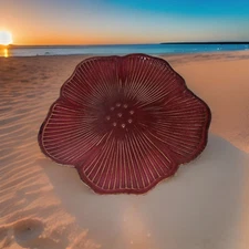 Pfaltzgraff Sarina 12" Chop Plate Serving Platter Dish Hibiscus Flower Red