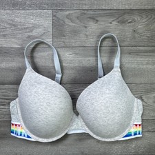 Women's VS PINK Victoria's Secret Everywhere Push Up Bra Gray Rainbow sz 36D