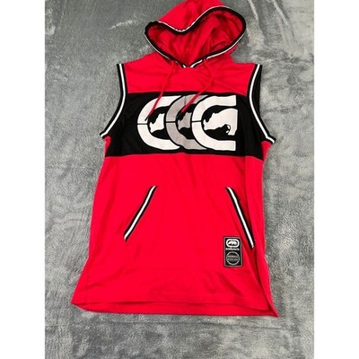 Men s Ecko Unltd Sleeveless Hoodie Red/Black  M   Excellent Vintage
