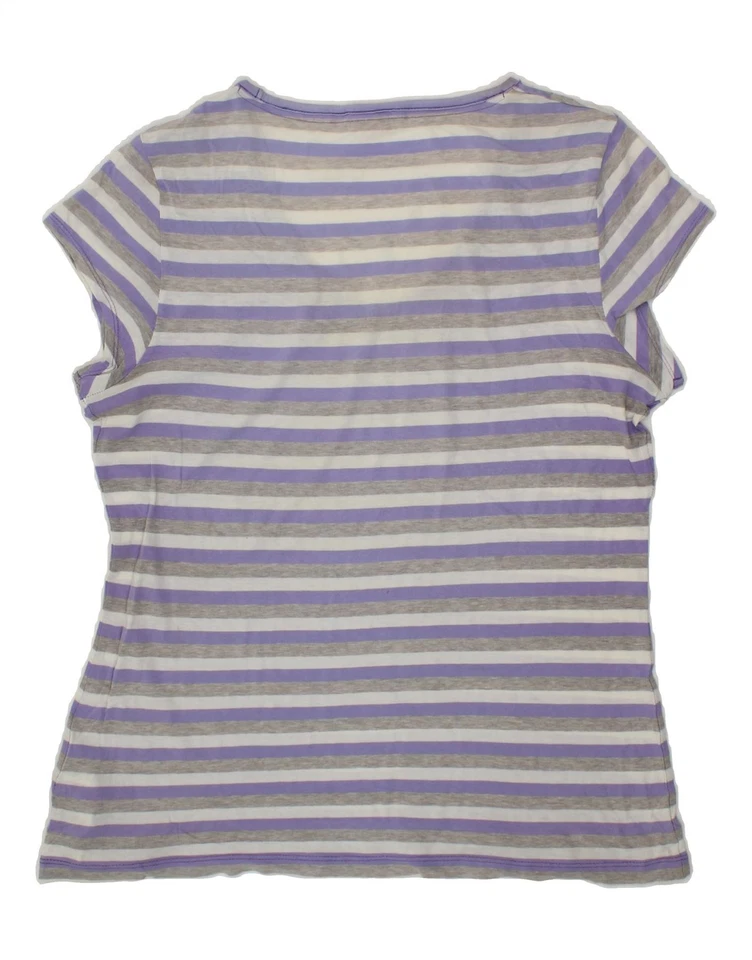 PUMA Womens T-Shirt Top UK 14 Large  Purple Striped Cotton OC09 - Image 2 of 3