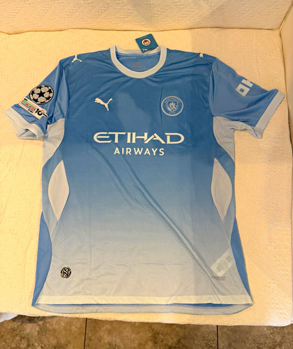 PUMA Manchester City Erling Haaland #9 Men's Soccer Jersey Shirt Blue/White L