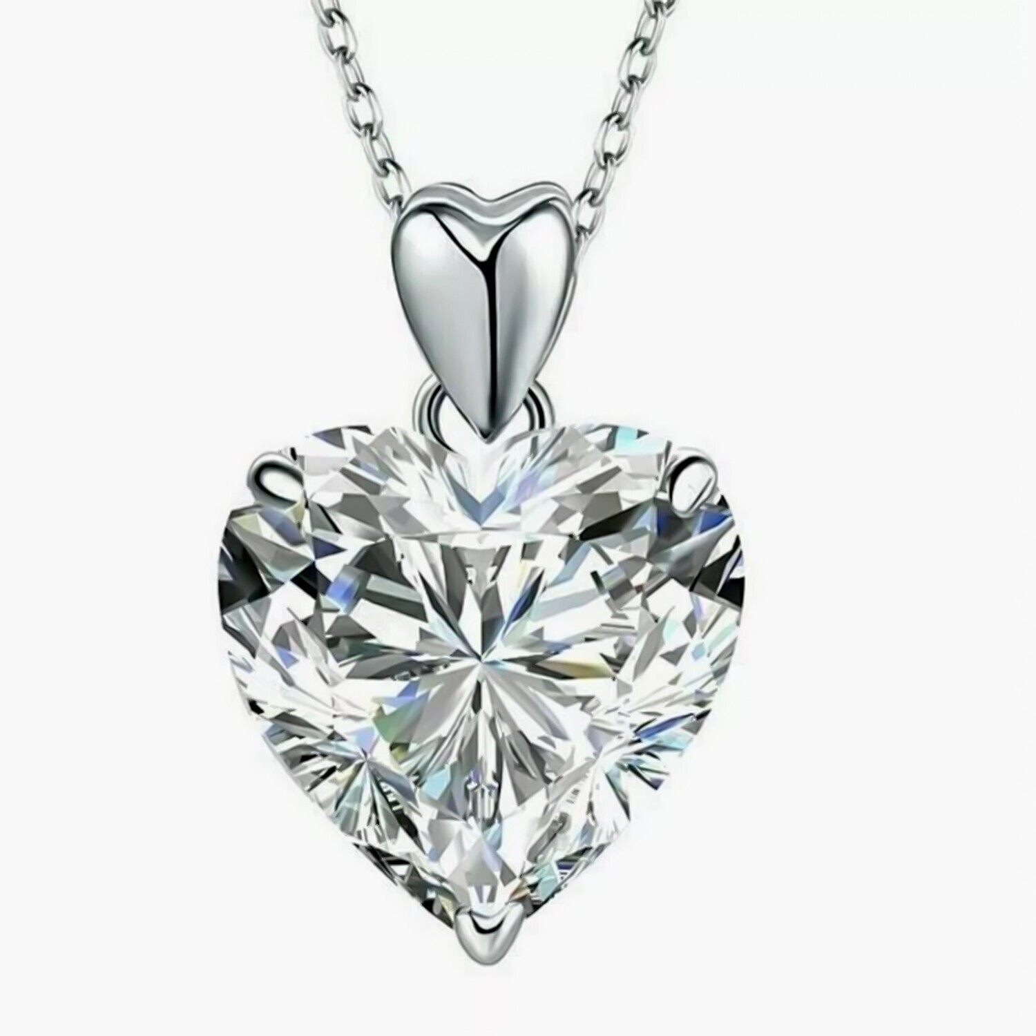 7.50 Ct Certified Heart Cut White Diamond Solitaire Pendant in 925 Silver Gift