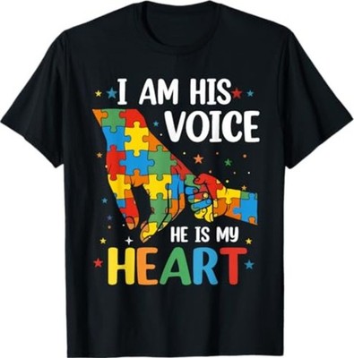 I Am His Voice He is My Heart Autism Awareness Unisex Shirt S-5XL E4785
