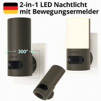 Lyridz Nachtlicht Mit Bewegungsmelder - 300° Drehbar Nachtlicht Steckdose - 2 St