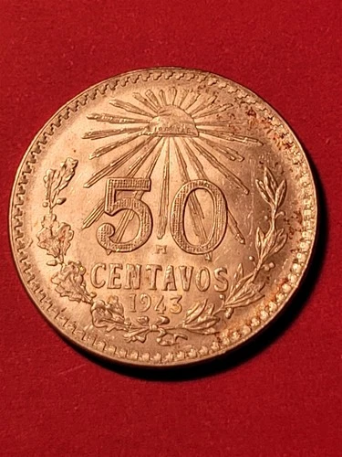 1943 Mexico 50 Centavos Silver — photo from the most recent tracked eBay sale
