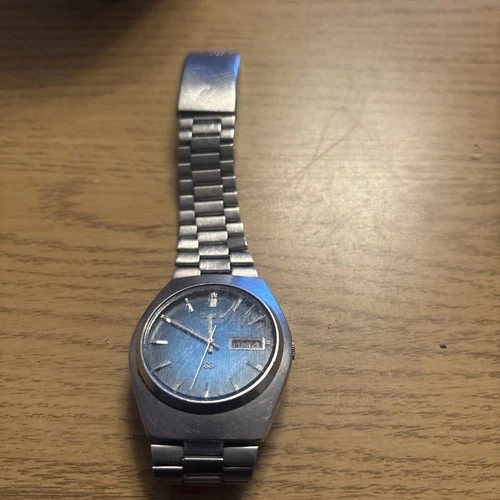 Vintage Seiko Quartz Blue Dial 4336-8100 Mens Day/Date Watch - For Parts only