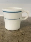 VINTAGE PYREX TABLEWARE CORNING MUG 709-9 TURQUOISE BLUE STRIPES