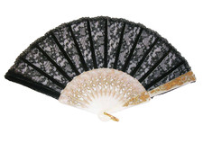 Vintage Folding Hand Fan Filigree Lace Plastic
