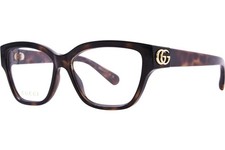 Gucci GG1597O 002 Eyeglasses Women's Havana Full Rim Cat Eye 53mm