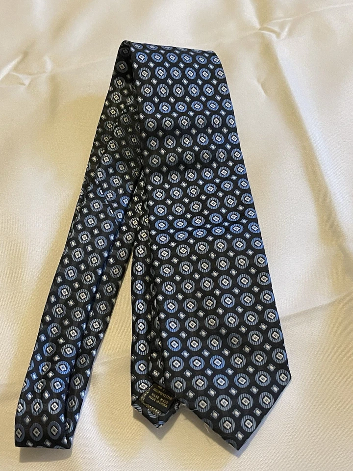 "Corbata de hombre Alexander Julian colores vintage negra azul 59""" Foto 2 de 4