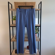 Banana Republic Logan Stretch Wool Mid-Rise Blue Woven Dress Pant Trouser, 10