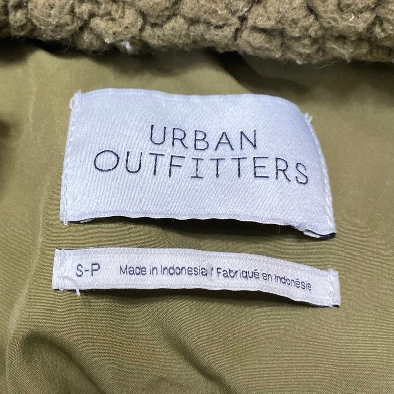 Urban Outfitters Sauce Verde Oliva Sherpa Vellón Cremallera Peluche Suéter Chaqueta S Foto 3 de 3