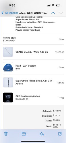 LAB Golf Blue Oz.1 w/ GEARS White Shaft - 69⁰ Lie Angle 33" Length - Heavy Head - Picture 11 of 11