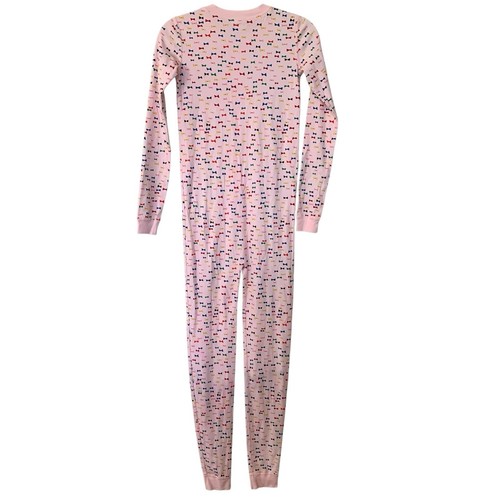 Hanna Andersson Pink Multicolor Bows Cotton Long John Style Pajamas 160 US Sz 14 - Picture 2 of 8