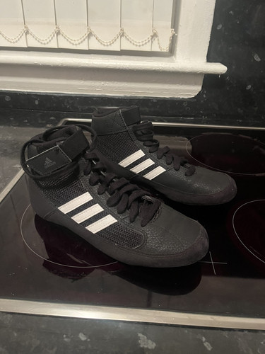 Adidas Havoc Boxing Wrestling Boots Juniors Black White UK3 EU35.5 US3.5 VGC! - Picture 1 of 8