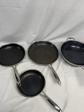 HEXCLAD 4-Piece Nonstick Stainless Steel Frying Pan Set 8 10 12- Wok- No Lids