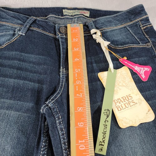 Paris Blues Jeans JR 9 Blue Bootcut Flare Dark Wash Low Rise Back Flap Pockets - Picture 9 of 20