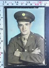 Army Air Corps Aviator Colorized WW2 Portrait Soldier BW Photo Snapshot