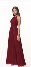 Azazie Bonnie Burgundy Floor-Length Chiffon Bridesmaid/Formal Dress (Size A4)