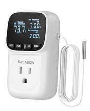 Digital Temperature Controller, Heavy Duty 15A/1800W Thermostat 1 Pack White