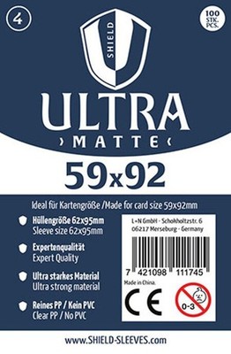 Shield Sleeves 1027376 - Shield Ultra Matte 4, 100 Super Sleeves für Kartengröße