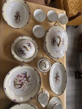 Porcelain Dinner Set Birds and Flowers Pattern Plates Bowls Cups Platter