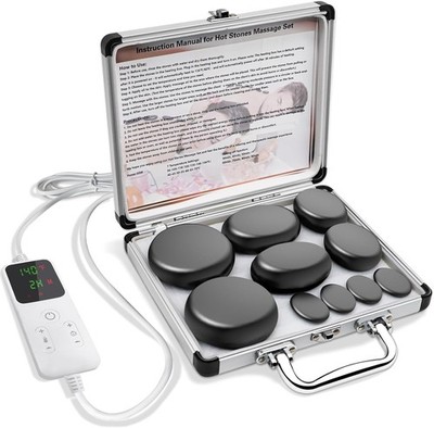 AICNLY 10 Pcs Basalt Hot Stones Massage Set with Temperature Adjustment-Hot Ston