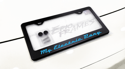 #ad Blue My Electric Pony License Plate Frame Premium Black Metal for Mustang Mach E $24.99