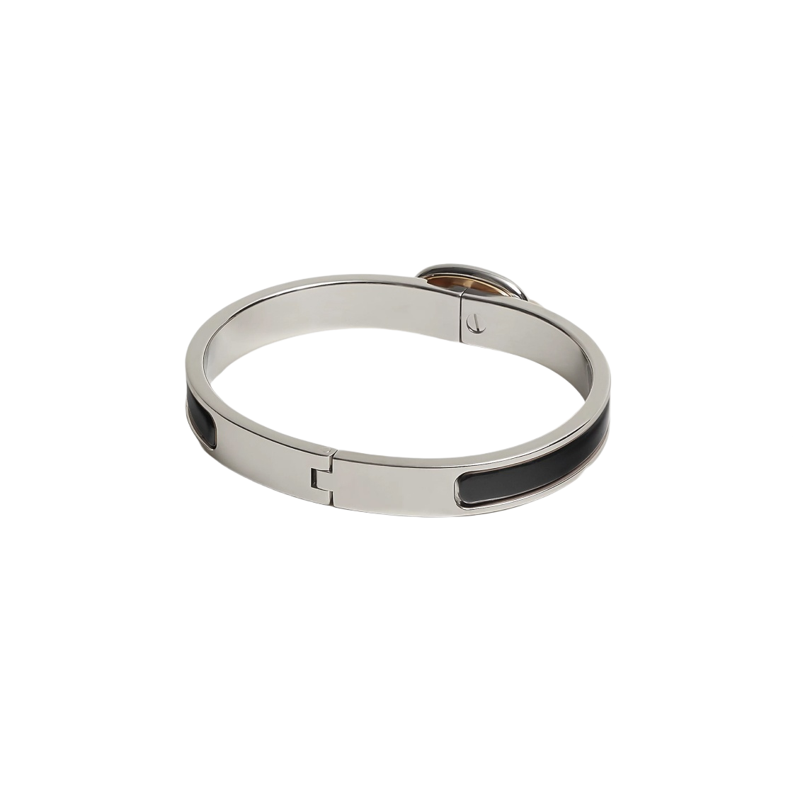 W) Hermes Mini Clic Chaine D'Ancre Bracelet Palladium & Noir