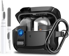 Galaxy Buds 3 Pro/3/3 FE Case Cover with Secure Lock Clip, Shockproof Black