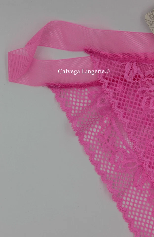 Tanga Free People OB1894834 "Reya" tiro bajo red/cuerda de encaje, rosa neón nuevo con etiquetas Foto 2 de 4