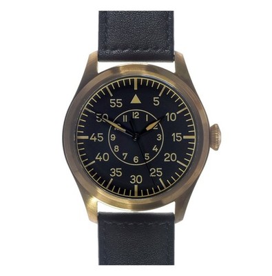 MWC Classic Pilot Automatic Steel Black Bronze Leather Aviator Men's Watch