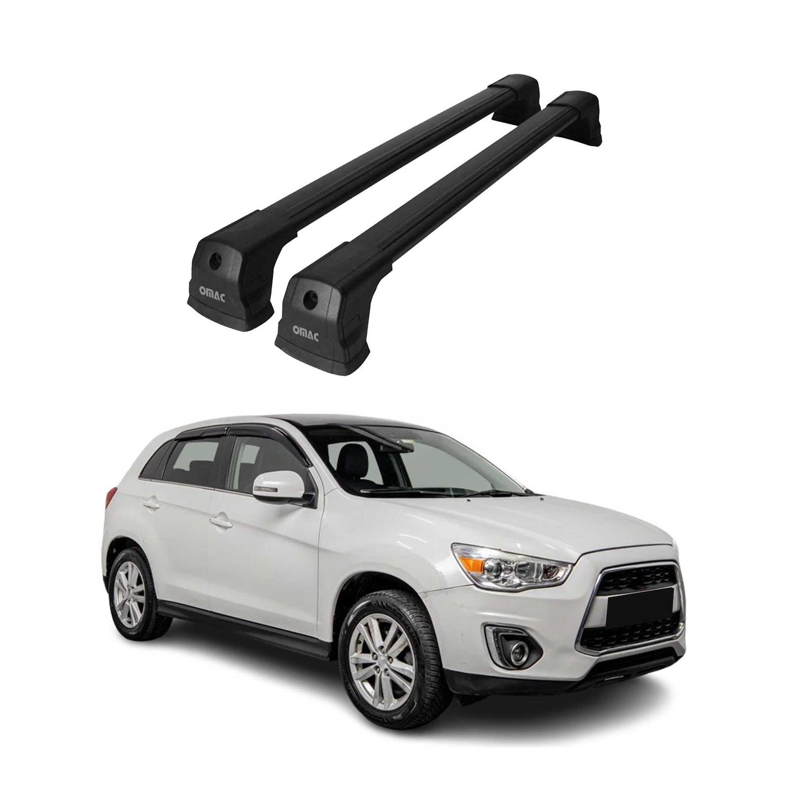 Barres de toit transversales Mitsubishi ASX aluminium noir au design profilé haut de gamme