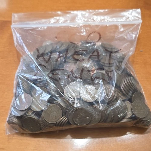 500 Lincoln Wheat Small Cent Lot 1909-1958 Circulated Bronze Steel Mixed Dates