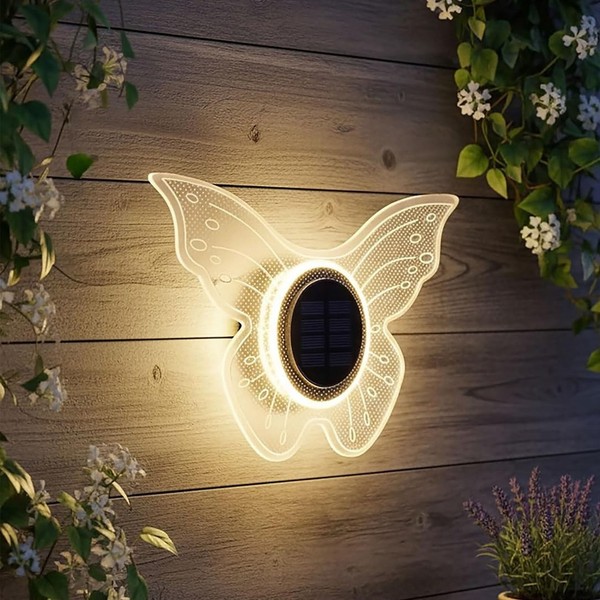 Solar Wand Leuchte Schmetterling - 25 Cm - Garten Deko Lampe Led Beet Stecker-image