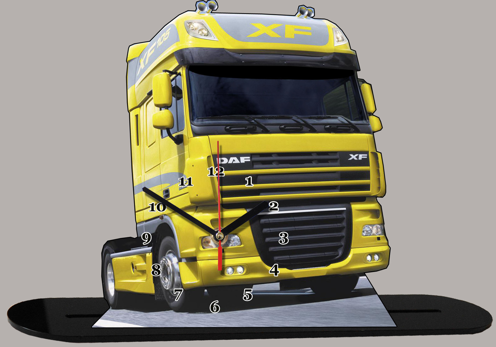 Horloge miniature camion DAF en métal injecté, finition chromée