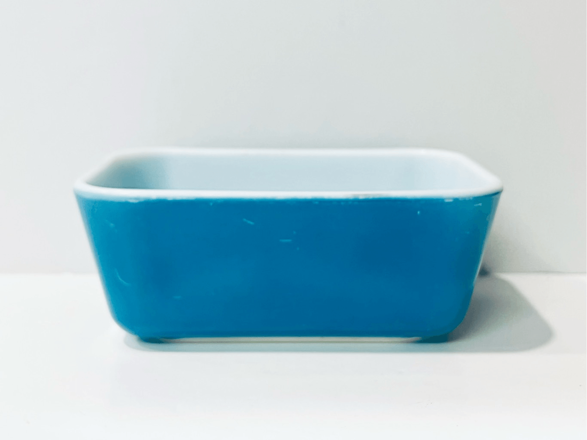 Vintage Pyrex Turquoise Blue 502 Refrigerator Dish Small Loaf Pan