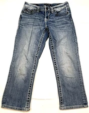 VIGOSS Capri Stretch Heritage Fit Women's Jeans Size 6 L21 Blue Medium Wash Walk